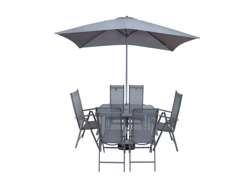 Comedor exterior venecia de acero c/6 sillas y sombrilla - Sears