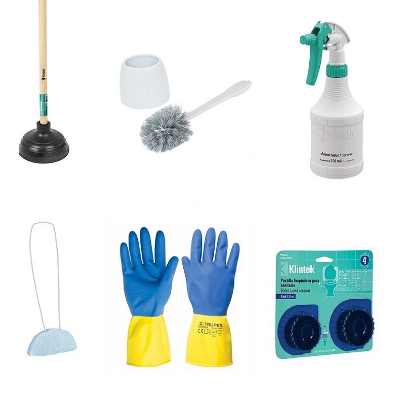 Kit limpieza de baños casa hogar paquete 6 productos cepillo guantes m Kit limpieza de baños casa hogar paquete 6 productos cepillo guantes m
