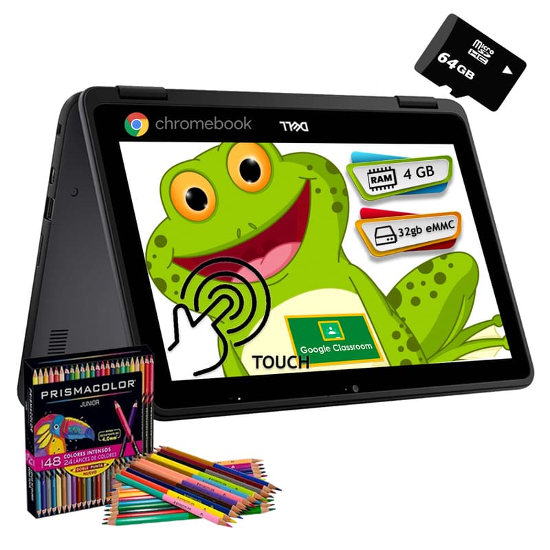 Tablet O Laptop 2 En 1 Chromebook 11" 32Gb Emmc 4Gb / Aprendizaje Sin Límites + Colores + Micro Sd 64Gb