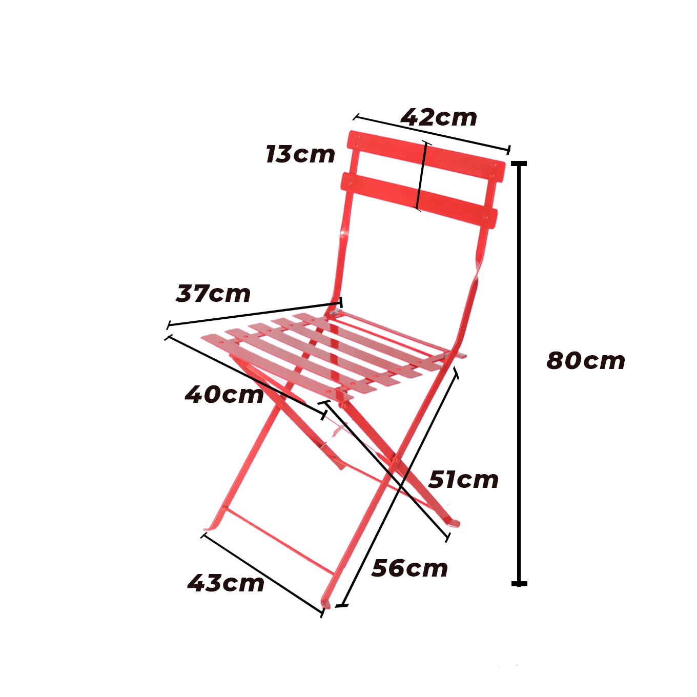 Silla para exterior, jardín plegable tipo bistró, color rojo - Sears