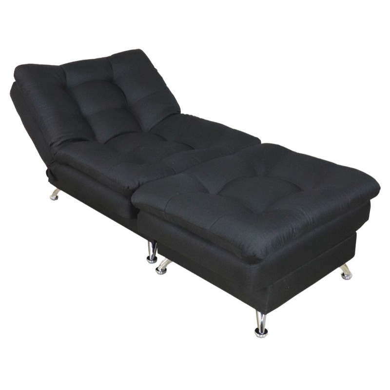 Sofá cama individual sillón gamer con taburete tres posiciones lino