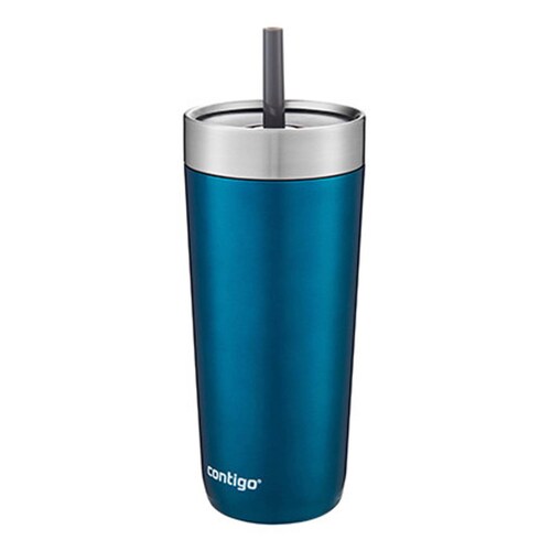 Vaso Luxe Tumbler 18 Oz Con Popote Acero Inoxidable Contigo Azul