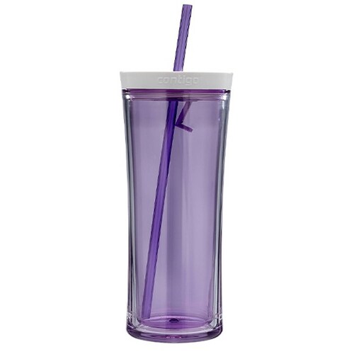 Vaso Shake Go 20 Oz Autoclose Doble Pared Con Popote Contigo Violeta