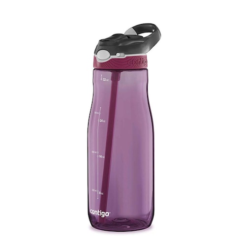 Botella Agua Plastica Asa De Clip Con Boquilla 946ml Contigo Morado 1