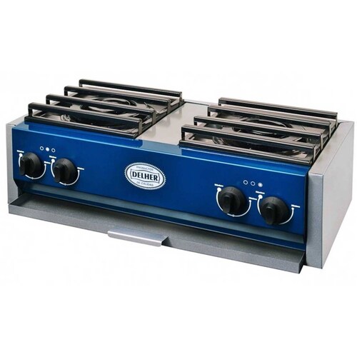 Estufa De Mesa Goliath 4 Quemadores Gas LP Color Azul EG4Q Delher