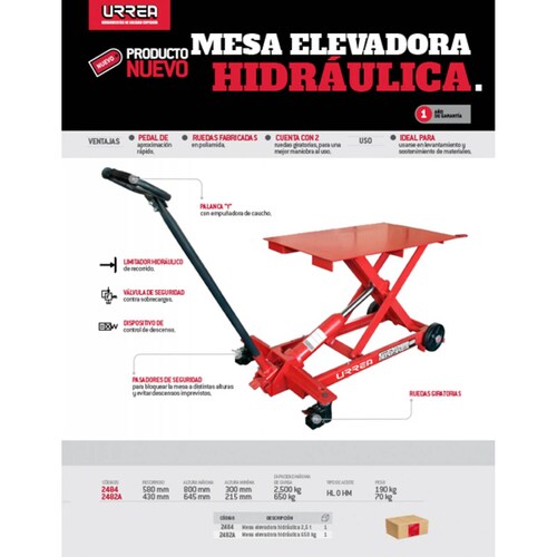 Mesa Elevadora Hidráulica De 2500 Kg Urrea 
