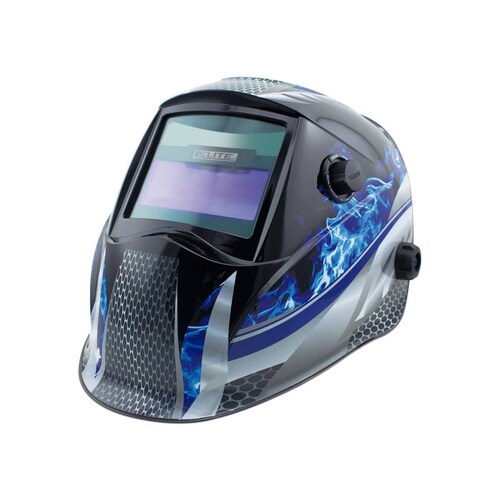Careta para Soldador Electronica Variomatic Carbon Azul Flamas 510 Elite 