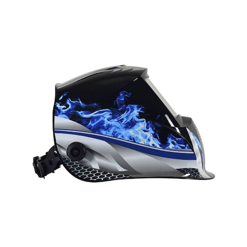 Careta para Soldador Electronica Variomatic Carbon Azul Flamas 510 Elite 