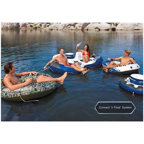 Flotador Inflable Doble + Hielera River Run Rio Lago Intex 