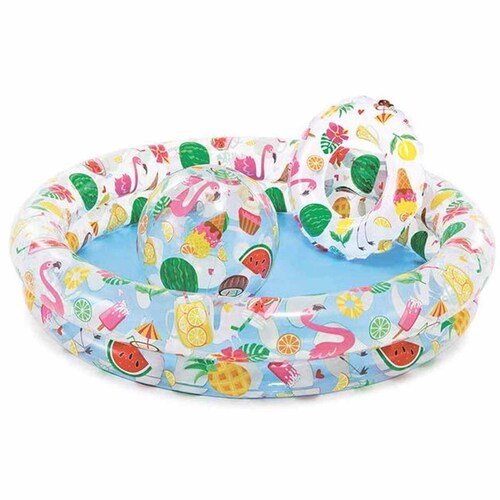 Alberca Flotador Y Pelota Inflable Frutas Infantil 59460NP Intex