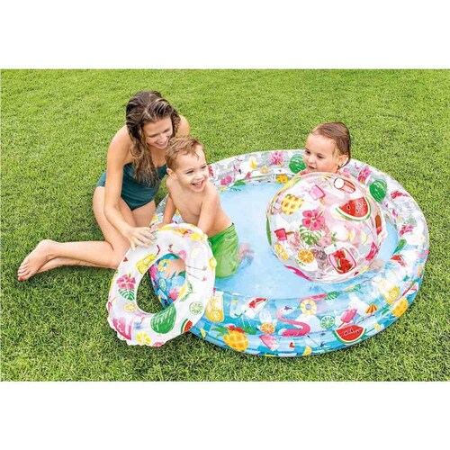 Alberca Flotador Y Pelota Inflable Frutas Infantil 59460NP Intex