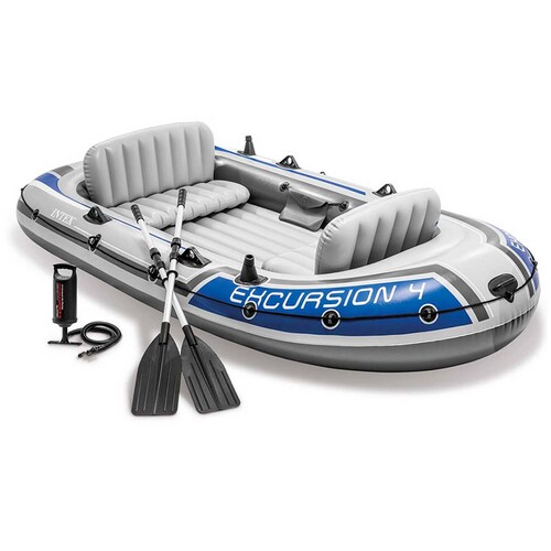 Lancha Inflable 4 Personas Rio + Remos y Bomba 68324NP Intex