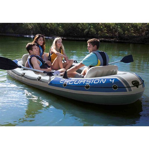 Lancha Inflable 4 Personas Rio + Remos y Bomba 68324NP Intex