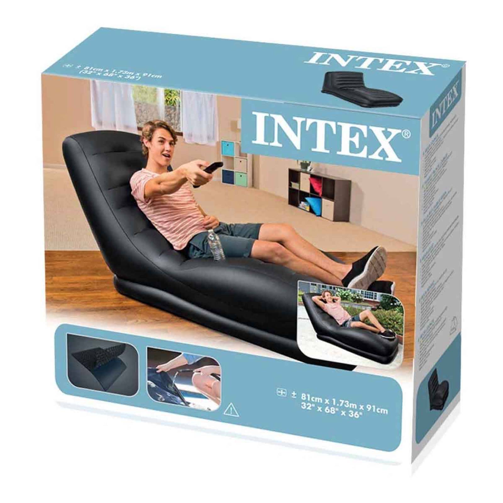 Sillon silla inflable curvo chaise loung negro 68595np intex Sears