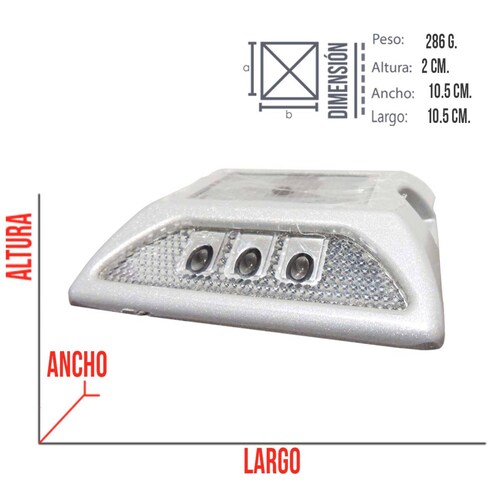 Vialeta Inteligente de Aluminio (Led-Solar) a una Cara y Luz Blanca VT-SOL Kingsman 