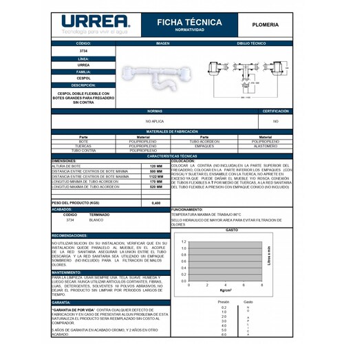 Cespol Flexible Doble Bote Sin Contracanasta 3734 Urrea