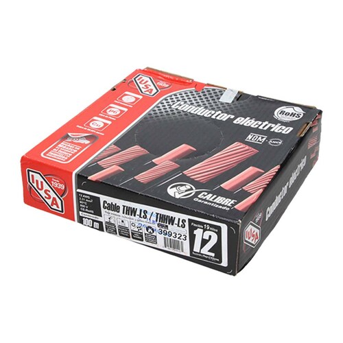 Cable De Cobre Con Aislamiento Negro 12 Awg 100M 399323 Iusa
