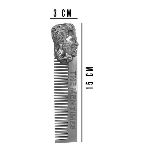 Peine Para Barba Acero Inox 15x3 cm Barbero Peluquero Lobo
