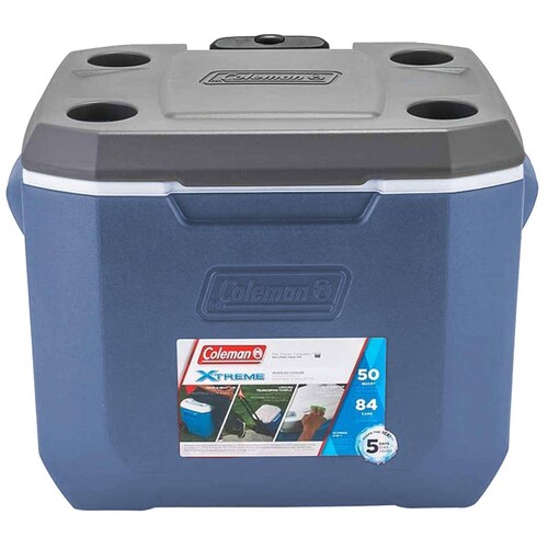 Hielera Ruedas Portavaso Azul 50 Qt Xtreme 84 Latas Coleman 