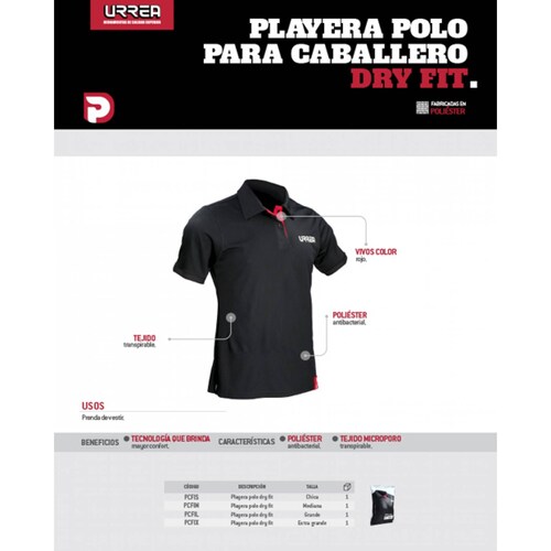 Playera Camisa Poliester Talla Mediana Urrea 