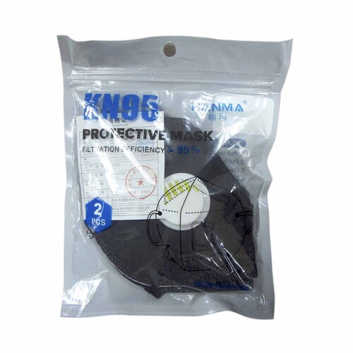 Mascarilla Cubrebocas Kn95 N95 Valvula Filtro 2 Piezas Negro