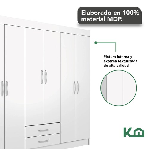 Ropero Closet Armario Mueble Moderno 6 Puertas 2cajones Casa 
