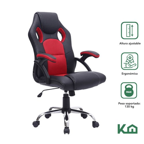 Silla Gamer Base Cromada Ergonomica Oficina Casa Videojuegos 