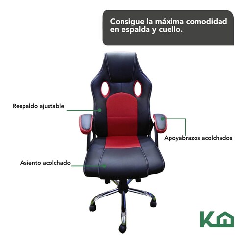 Silla Gamer Base Cromada Ergonomica Oficina Casa Videojuegos 