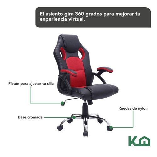 Silla Gamer Base Cromada Ergonomica Oficina Casa Videojuegos 