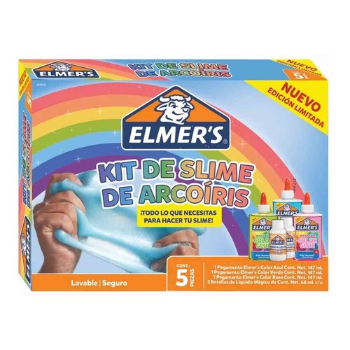 Kit Juego Para Hacer Slime Arcoiris 5 Pzs Niños Niñas Elmers