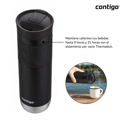 Termo Acero Inox Sistema Snapseal Byron 710 Ml Contigo Negro Byron 2.0 Nuevo