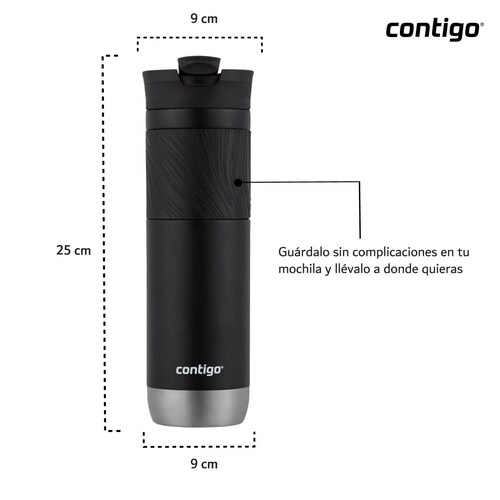 Termo Acero Inox Sistema Snapseal Byron 710 Ml Contigo Negro Byron 2.0 Nuevo