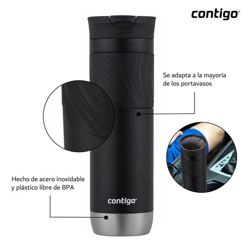 Termo Acero Inox Sistema Snapseal Byron 710 Ml Contigo Negro Byron 2.0 Nuevo