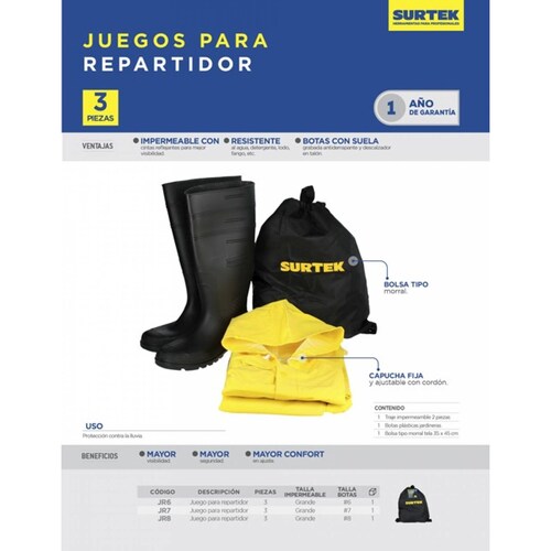 Juego Para Repartidor Lluvias Incluye 4pzas Talla 6 Surtek 