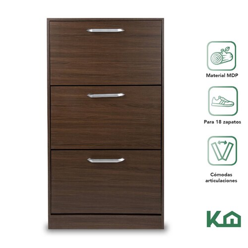 Mueble Zapatero Zapatera Organizador Madera 18 Pares Hogar Cacao