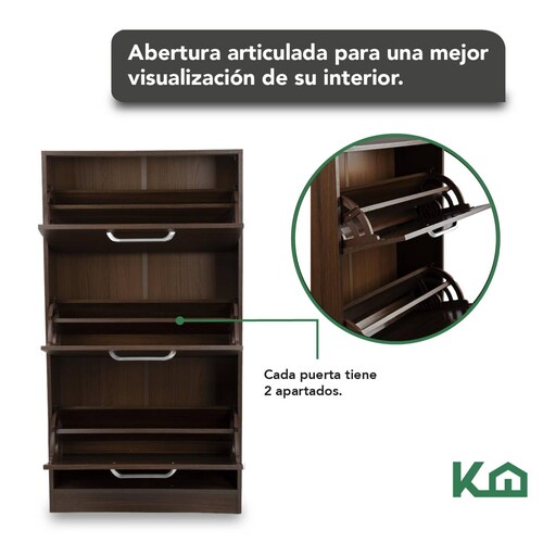 Mueble Zapatero Zapatera Organizador Madera 18 Pares Hogar Cacao