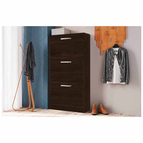 Mueble Zapatero Zapatera Organizador Madera 18 Pares Hogar Cacao