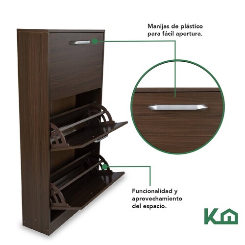 Mueble Zapatero Zapatera Organizador Madera 18 Pares Hogar Cacao