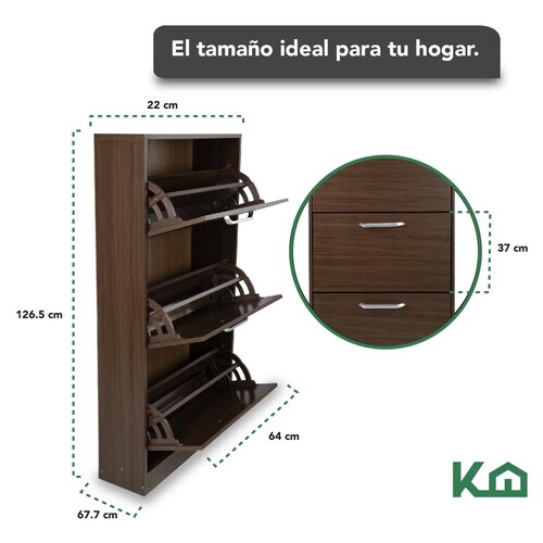 Mueble Zapatero Zapatera Organizador Madera 18 Pares Hogar Cacao