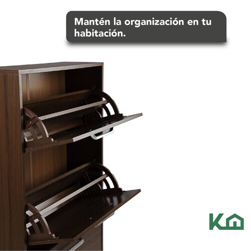 Mueble Zapatero Zapatera Organizador Madera 18 Pares Hogar Cacao