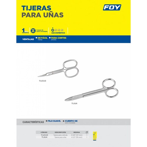 Tijeras Acero Inoxidable De Cutícula 3 3/4in Hogar Casa Foy 