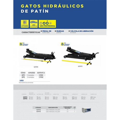 Gato Patín Profesional 3 Toneladas GPP3 Surtek 