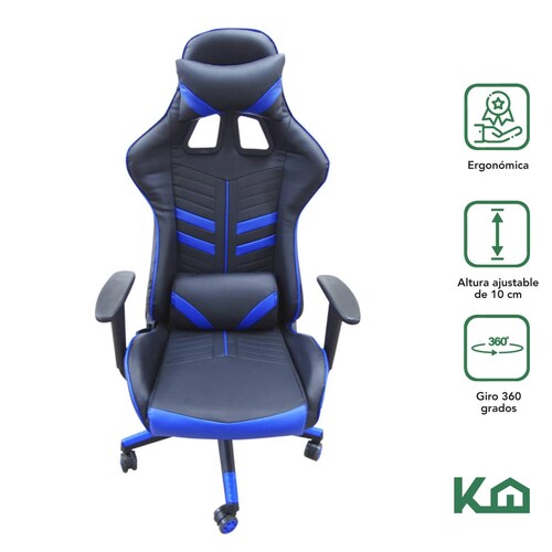 Silla Gamer Ergonomica Reclinable Gaming Pc Videojuegos 1 Azul oscuro
