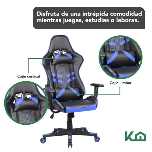 Silla Gamer Ergonomica Reclinable Gaming Pc Videojuegos 1 Azul oscuro