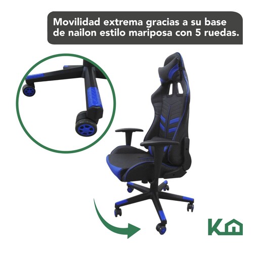 Silla Gamer Ergonomica Reclinable Gaming Pc Videojuegos 1 Azul oscuro