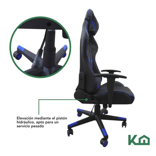Silla Gamer Ergonomica Reclinable Gaming Pc Videojuegos 1 Azul oscuro