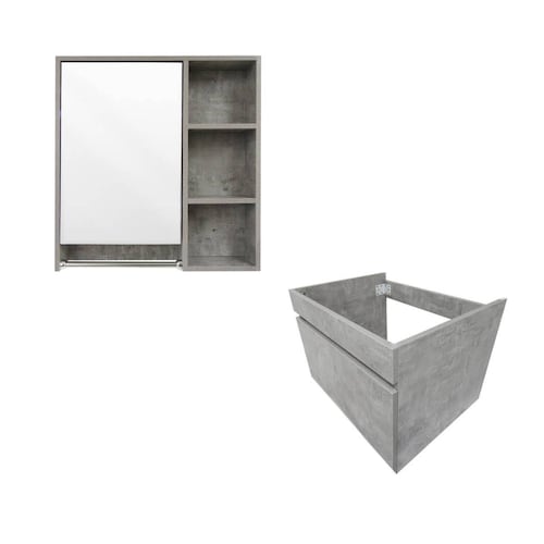 Mueble Para Baño Gabinete Organizador Lavabo Espejo Repisas 1 Gris Blanco - Gris