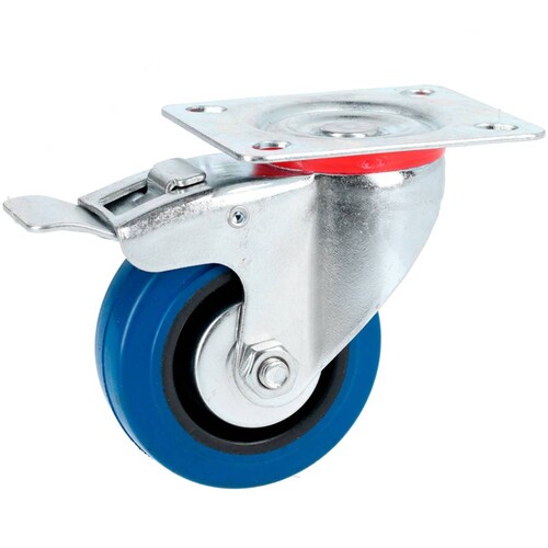 Rodaja Rueda Giratoria Con Freno Goma Elastica 3 In Surtek 