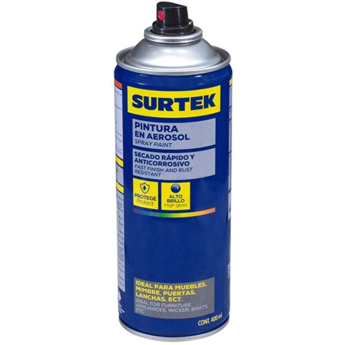 Pintura Aerosol Spray Lata Metalico Plata 300ml Hogar Surtek 