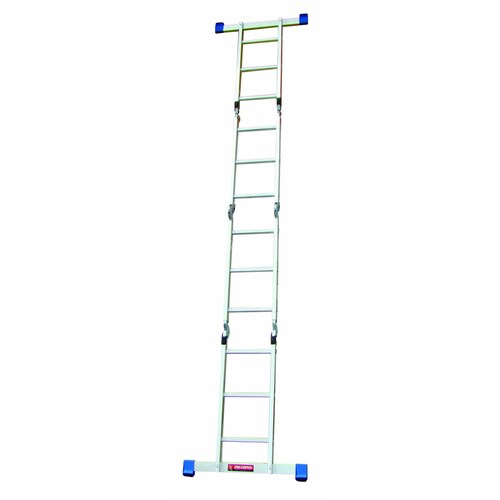 Escalera Multiposiciones Aluminio 12 Peldaños Con Charola Gris